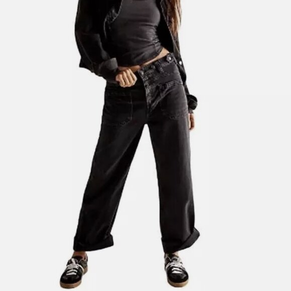 NWT Free People Palmer Cuff Jean, Carbon (black), Size 30